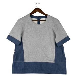 AG Adriano Goldschmied Womens M Denim Mixed Media Tunic Top Minimalist Lagenlook